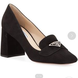 Prada suede loafer heels